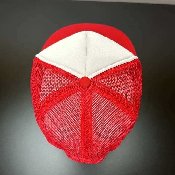 Vtg Nissin Red White Cap Trucker Hat Snap Back Fix All Electric Motor Service - Picture 5 of 11